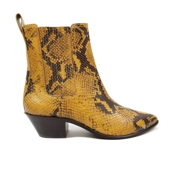 Loeffler Randall Aylin Amber Western Bootie Boho Brown Snake Print Block Boot 7 - Picture 2 of 11